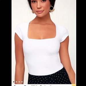 Free People Square Eyes White Bodysuit